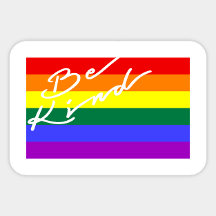 BE KIND on pride flag Sticker